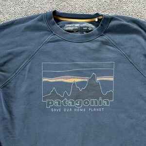 Patagonia Sweater Men Medium Dark Blue 73 Skyline Organic Crew Sweatshirt Jumper
